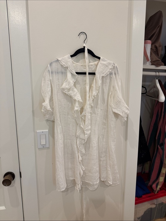 Doen Tops - Doen Cream Ruffled Tie-Front mini dress